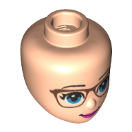 Minidoll Head, Pink Glasses, Blue Eyes, Bright Pink Lips Hellnougat