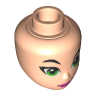 Minidoll Head with Right Raised Eyebrow, Green Eyes and Dark Pink Lips Print (Poison Ivy) Hellnougat