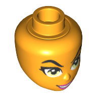 Minidoll Head, Raised Eyebrows, Yellowish Green Eyes and Dark Pink Lips Print in 