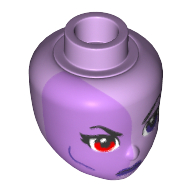 Minidoll Head, Medium Lavender Right Half, Red Right Eye, Dark Purple Left Eye and Lips Print (Eclipso) in 
