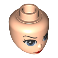 Minidoll Head with Dark Blue Eyes, Red Lips, Thin Curved Eyebrows Print Hellnougat