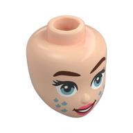 Minidoll Head, Reddish Brown Eyebrows, Sand Blue Eyes, Coral Lips, Metal Blue Stars Light Nougat