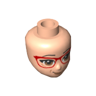 Minidoll Head, Brown Eyes, Peach Lips, Large Red Glasses in 
