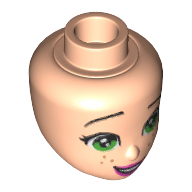 Minidoll Head, Green Eyes, Dark Pink Lips, Freckles Print Light Nougat
