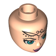 Minidoll Head, Azure Eyes, Dark Pink Lips, Black Tattoo on Forehead Print in 