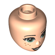 Minidoll Head, Sand Green Eyes, Dark Red Lips, Freckles Light Nougat