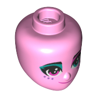 Minidoll Head, Dark Pink Eyes, Dark Turquoise Eye Shadow, 3 Freckles Leuchtrosa
