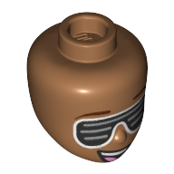Minidoll Head, Reddish Brown Eyebrows, Big Slotted Black Sunglasses, Open Mouth, Teeth Mittelnougat