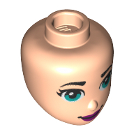 Minidoll Head, Dark Turquoise Eyes, Purple Lips print Light Nougat