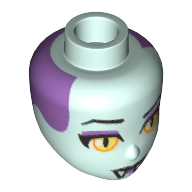 Minidoll Head Yellow Eyes, Purple Hair, Fangs (Vampire) Light Aqua