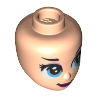 Minidoll Head, Medium Blue Eyes, Lavender Eye Shadow, Purple Lips Light Nougat