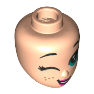 Minidoll Head, Dark Turquoise Eyes, Dark Pink Lips, Freckles, Winking Hellnougat