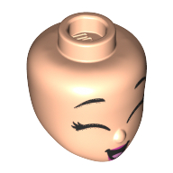 Minidoll Head, Closed Eyes, Open Mouth Smile, Dark Pink Lips Light Nougat