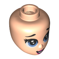 Minidoll Head, Medium Blue Eyes, Open Mouth, Pink Lips Light Nougat