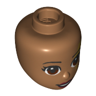 Minidoll Head, Reddish Brown Eyes, Red Lips, Gold Lightning Eye Make-up, Teeth Print Medium Nougat