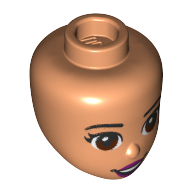 Minidoll Head, Reddish Brown Eyes, Open Mouth, Magenta Lips Nougat