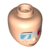 Minidoll Head, Freckles, Red/Blue 3D-Glasses Hellnougat