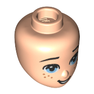 Minidoll Head, Bright Light Blue Eyes, Open Mouth, Freckles Hellnougat