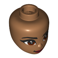 Minidoll Head with Reddish Brown Eyes, Dark Red Lips print Medium Nougat
