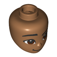 Minidoll Head, Reddish Brown Eyes, Smile print Medium Nougat