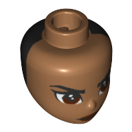 Minidoll Head with Reddish Brown, Stern Eyes, Black Backside print Mittelnougat