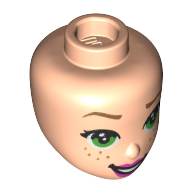 Minidoll Head, Green Eyes, Dark Pink Lips, Freckles Light Nougat