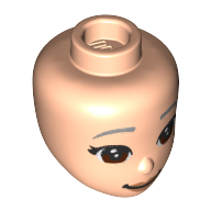 Minidoll Head, Reddish Brown Eyes, Dark Bluish Grey Eyebrows, Peach Lips Light Nougat