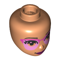 Minidoll Head, Bright Light Pink/Dark Pink Glasses, Dark Purple Lips print Nougat