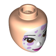 Minidoll Head, White Face with Lavender Paws, Dark Pink Lips print Hellnougat