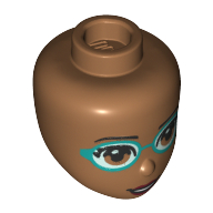 Minidoll Head, Dark Turquoise Glasses print Medium Nougat