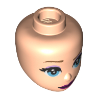 Minidoll Head, Blue Eyes, Lavender Eye Shadow, Dark Purple Lips print Light Nougat