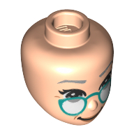 Minidoll Head, Light Bluish Grey Eyebrows, Low Dark Turquoise Glasses print Hellnougat