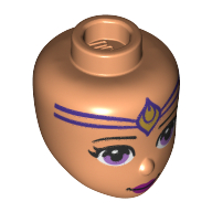 Minidoll Head, Lavender Eyes, Medium Lavender Markings, Gold Jewel print Nougat