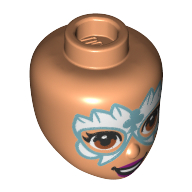 Minidoll Head, Dark Orange Eyes, White/Silver Mask print Nougat