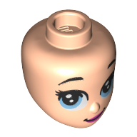 Minidoll Head, Big Bright Light Blue Eyes, Dark Pink Lips print Light Nougat