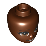 Minidoll Head, Hazel Eyes and Lips print Rotbraun