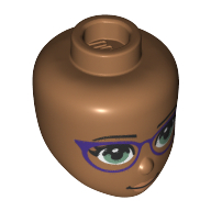 Minidoll Head, Dark Purple Glasses, Green Eyes print Mittelnougat