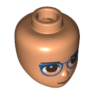 Minidoll Head, Dark Blue glasses, Brown Eyes, Stern print Nougat