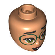 Minidoll Head, Olive Green Eyes, Dark Green Glasses, Dark Red Lips print Nougat