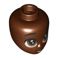 Minidoll Head, Big Brown Eyes, Open Mouth print Rotbraun