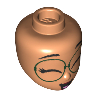 Minidoll Head, Closed Eyes, Large Dark Green Glasses print Nougat