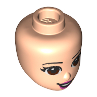 Minidoll Head, Reddish Brown Eyes, Dark Pink Lips, Open Smile print Light Nougat