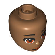 Minidoll Head, Dark Orange Eyes, Smile print Medium Nougat