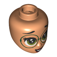 Minidoll Head, Large Olive Green Eyes, Large Glasses print Nougat