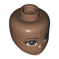 Minidoll Head, Olive Green Eyes, Pink Lips print Medium Brown
