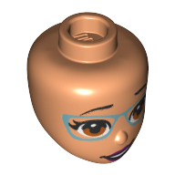 Minidoll Head, Brown Eyes, Dark Turquoise Glasses print Nougat