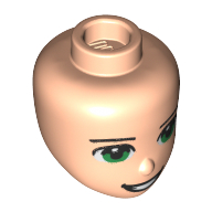 Minidoll Head, Green Eyes, Open Mouth Smile Print in 
