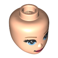 Minidoll Head, Bright Light Blue Eyes, Dark Pink Lips Light Nougat