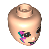 Minidoll Head, Dark Brown Eyes, Magenta/Dark Turquoise Lightning Bolt print Hellnougat