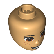Minidoll Head, Brown Eyes, Freckles print Warm Tan